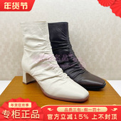 莎莎苏2025冬款 吴千语同款 皱皱靴显瘦弹力靴法式 正品 靴ZA65706