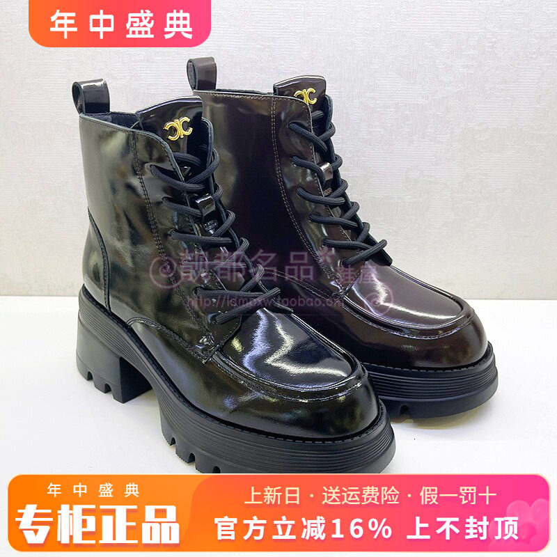 正品KISSCAT接吻猫女靴热销冬季新款圆头粗跟系带短靴KA54797-51