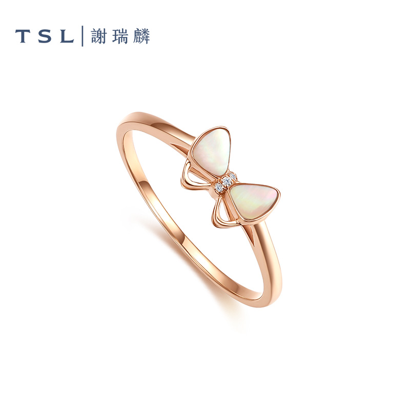 TSL谢瑞麟甜梦18k金钻石戒指蝴蝶结指环戒指戒指BC246