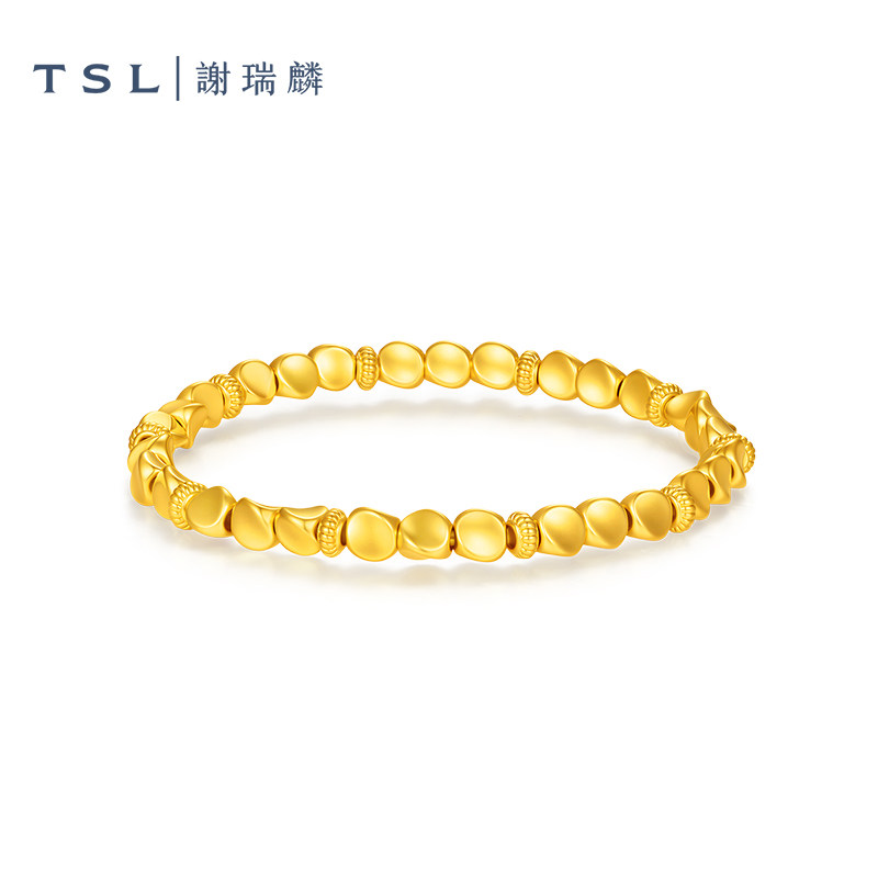 TSL谢瑞麟黄金手链5D硬金金珠足金手串计价黄金女士新品XR356