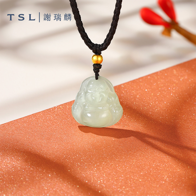 TSL谢瑞麟福气安康黄金和田玉吊坠玉佛玉挂坠玉佩新品XP036