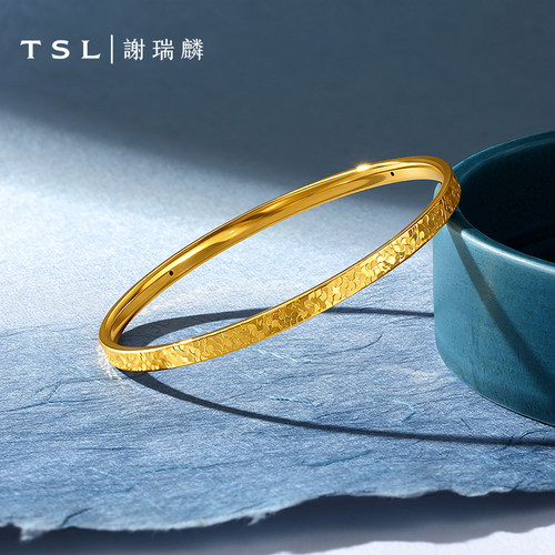 【国补】TSL谢瑞麟碎碎冰黄金手镯6D足金金手镯计价黄金女XR601