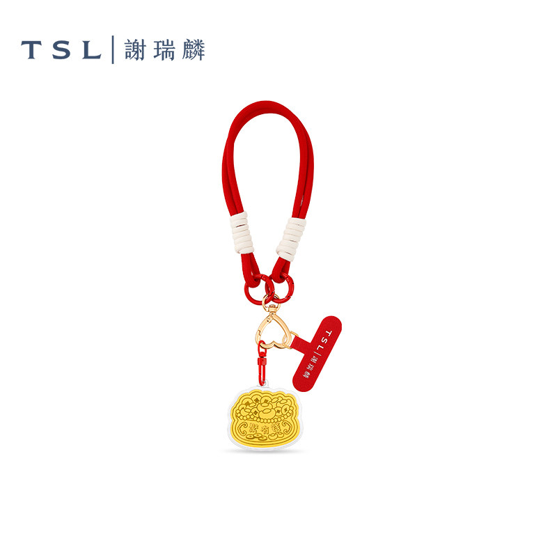 【折扣】TSL谢瑞麟黄金聚宝盆金片5D硬金手机挂绳足金挂件XR283