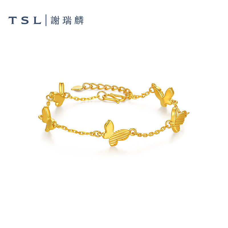 【百亿补贴】TSL谢瑞麟黄金手链5D硬金蝴蝶足金手饰女XR385.国补图片