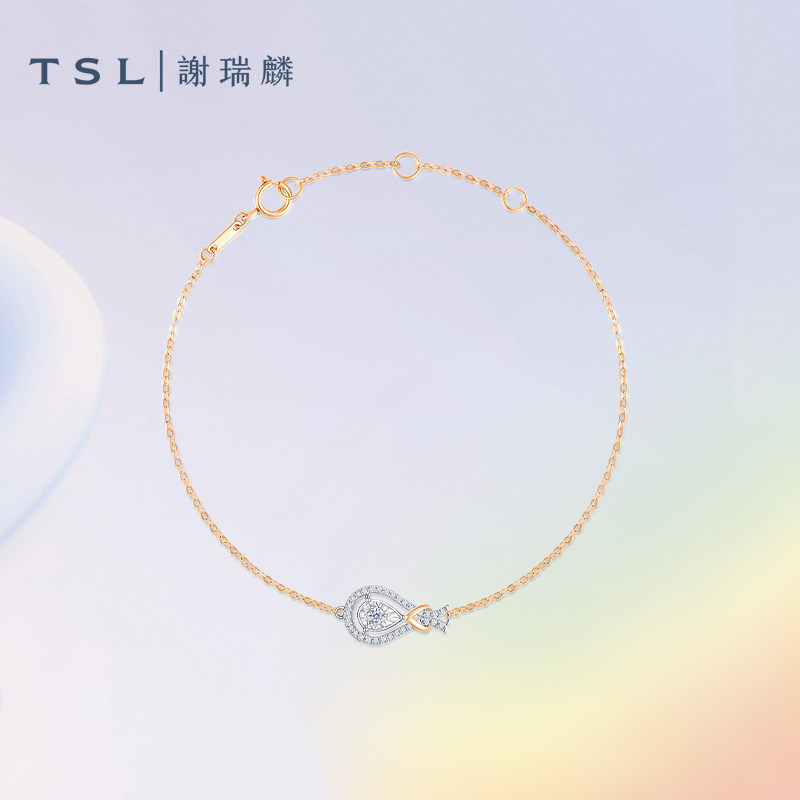 TSL谢瑞麟TGOL动惑丝带系列18K金钻石手链商场同款女士63828
