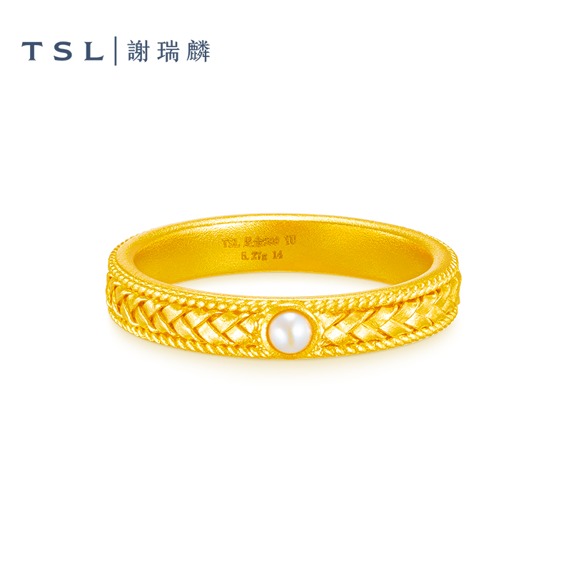 TSL谢瑞麟宫锁祥年宫廷花丝系列黄金戒指花丝古法金珍珠指环YX764
