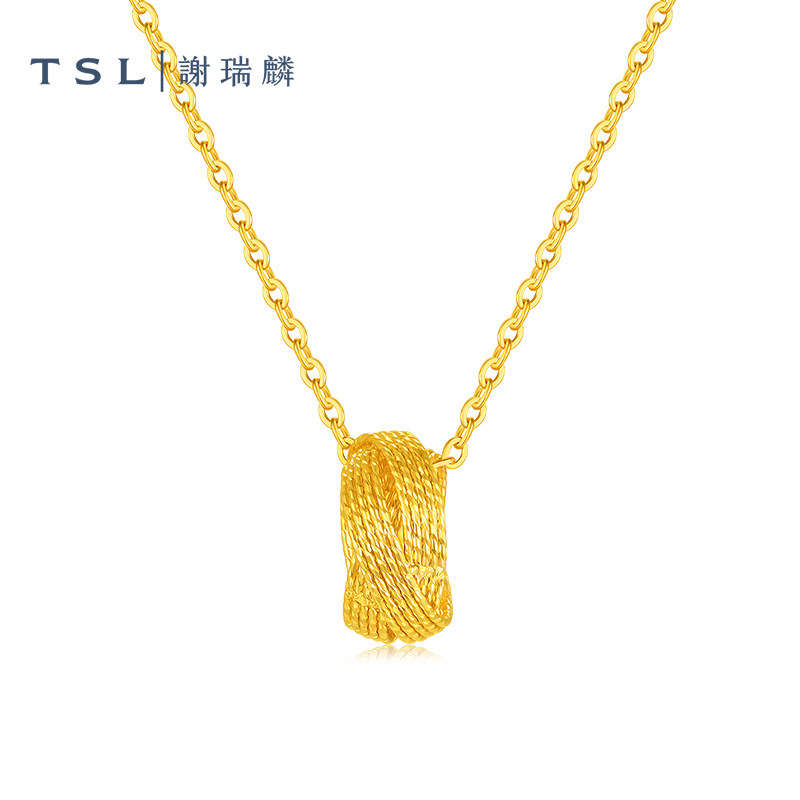 TSL谢瑞麟黄金项链5G足金工艺几何圆环黄金套链计价黄金XR343