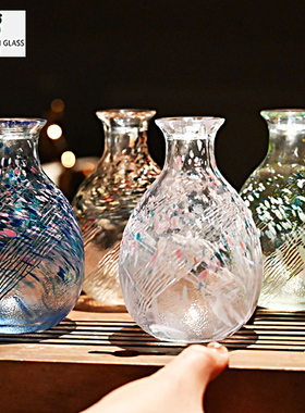 日本进口东洋佐佐木无铅玻璃日式四季水墨风清酒壶清酒杯酒具礼品