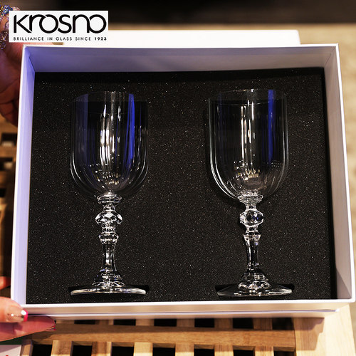 波兰进口Krosno水晶玻璃家用送礼红酒高脚葡萄酒杯香槟杯对杯礼盒 - 封面