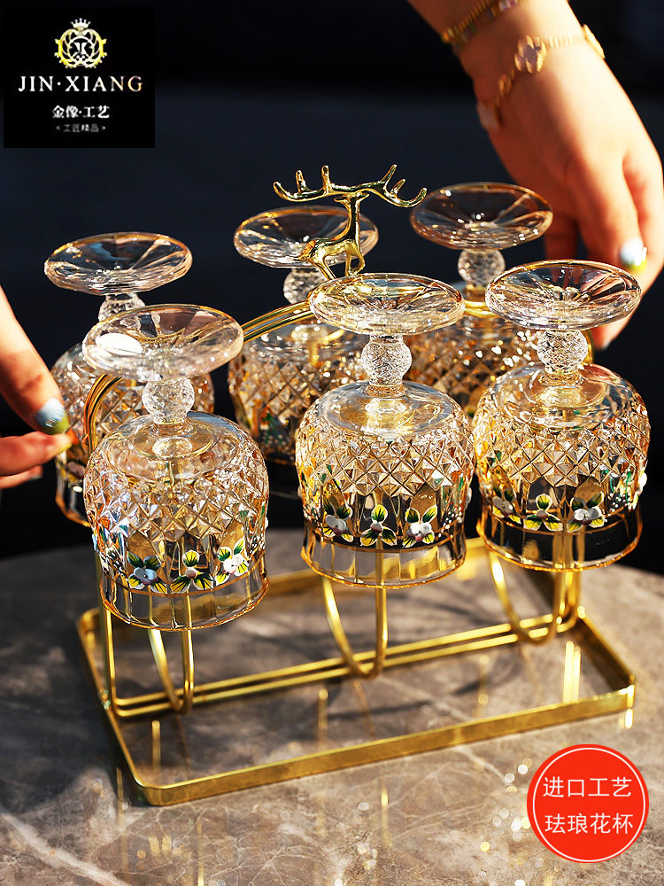 欧洲高端手工珐琅无障碍豪华高白兰地杯家用红酒杯啤酒杯葡萄酒套