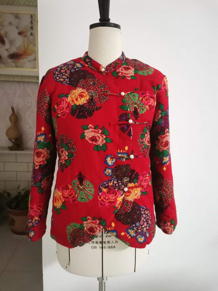 冬季立领复古休闲修身棉服唐装