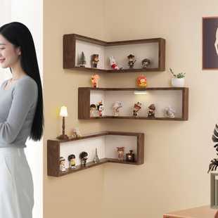 国补小野盲盒展示架免打孔拐角装饰画泡泡玛特手办陈列架挂墙壁画