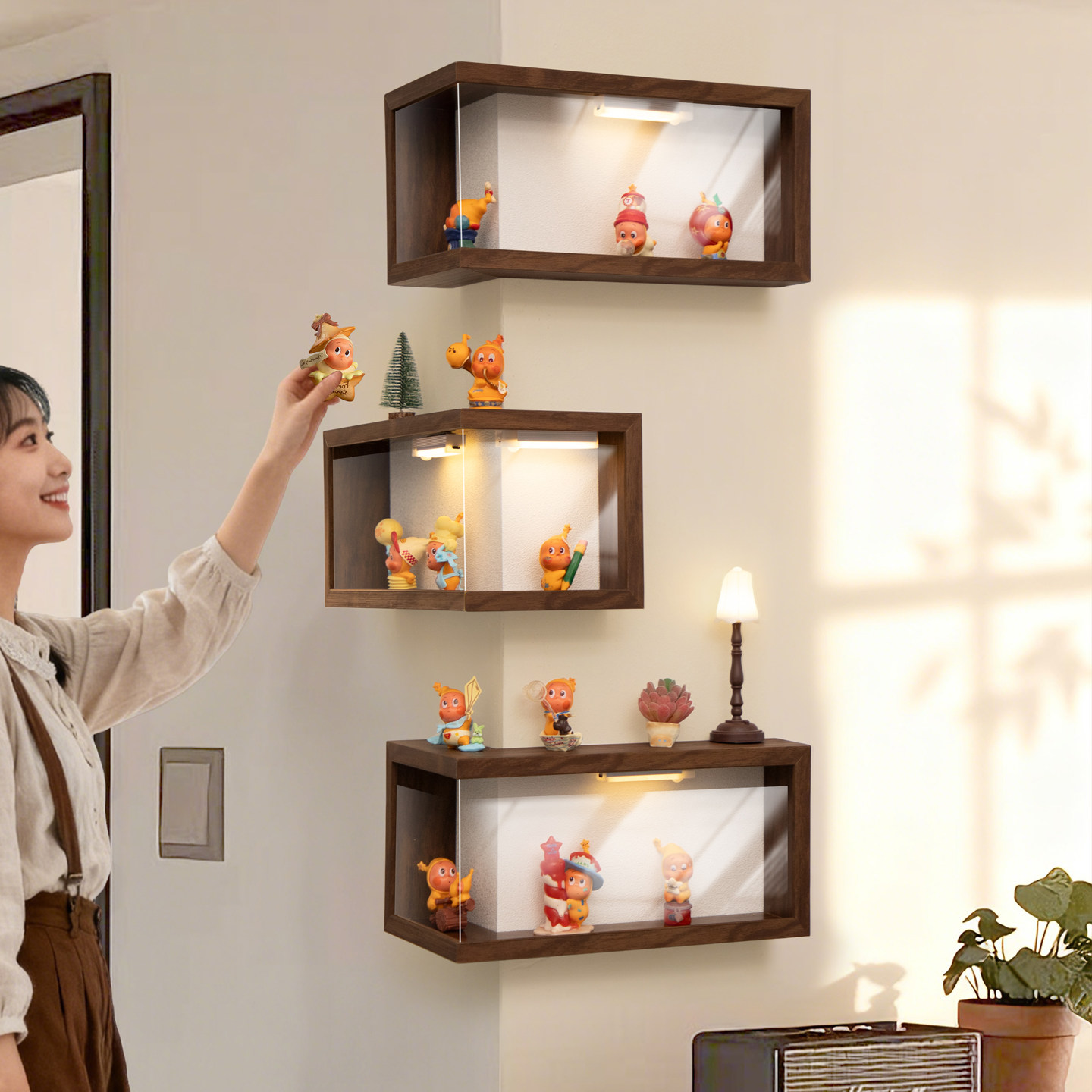 盲盒收纳盒展示架客厅手办展示柜星星人防尘架墙上转角透明展示盒,收纳整理,手办收纳盒,淘宝优惠券,粉丝福利购,淘宝优惠卷