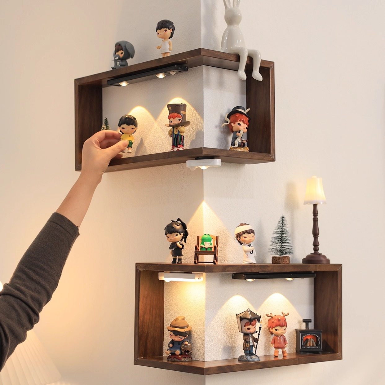 国补转角萌粒盲盒收纳展示架客厅防尘小野手办置物架免打孔陈列架,收纳整理,整理架/置物架/收纳架,淘宝优惠券,粉丝福利购,淘宝优惠卷