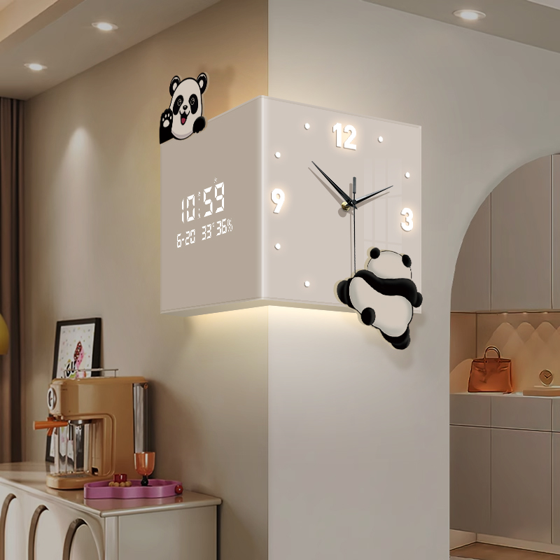 转角双面挂钟万年历电子屏数显钟