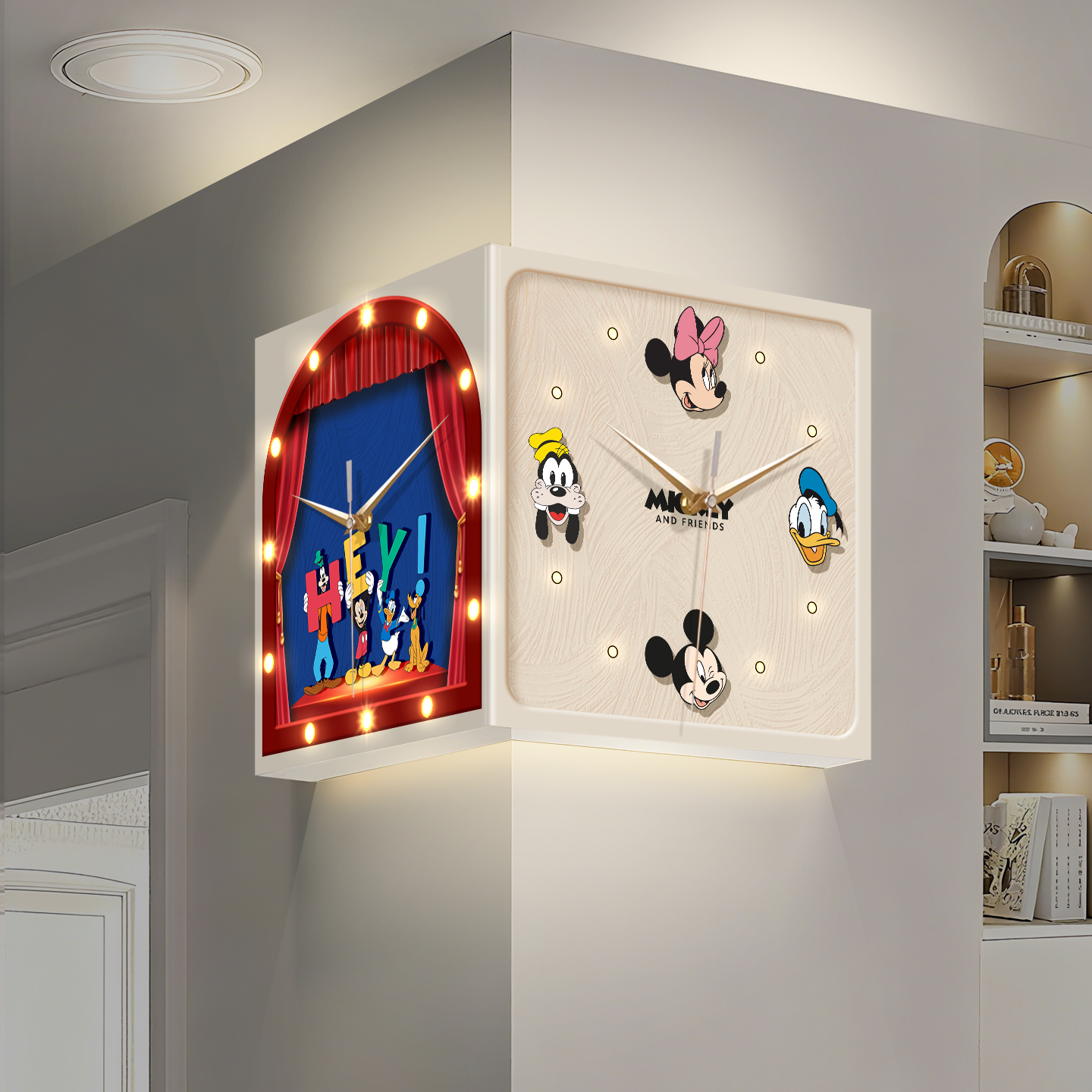 客厅挂墙时钟2026新款转角双面钟