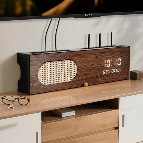 复古路由器放置架万年历电子钟