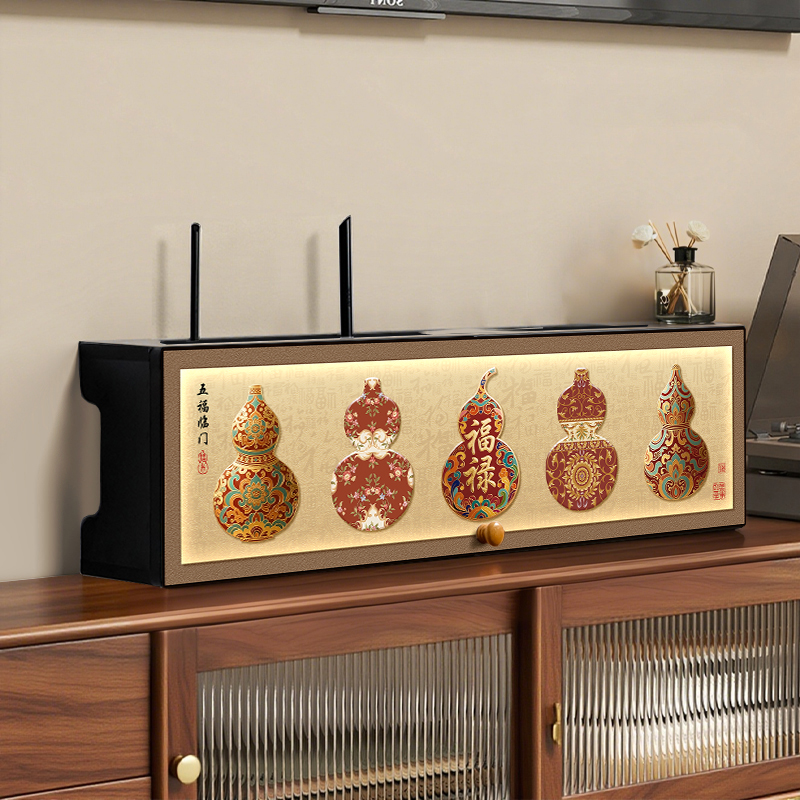 wifi路由器收纳盒子隐藏式无线光猫放置架电视机顶盒葫芦遮挡装饰