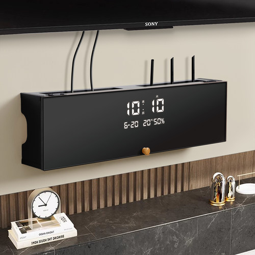 路由器放置架带电子钟收纳盒