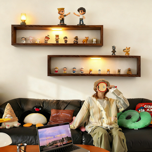 国补小野盲盒手办置物架客厅带防尘萌粒收纳架子免打孔挂墙展示架