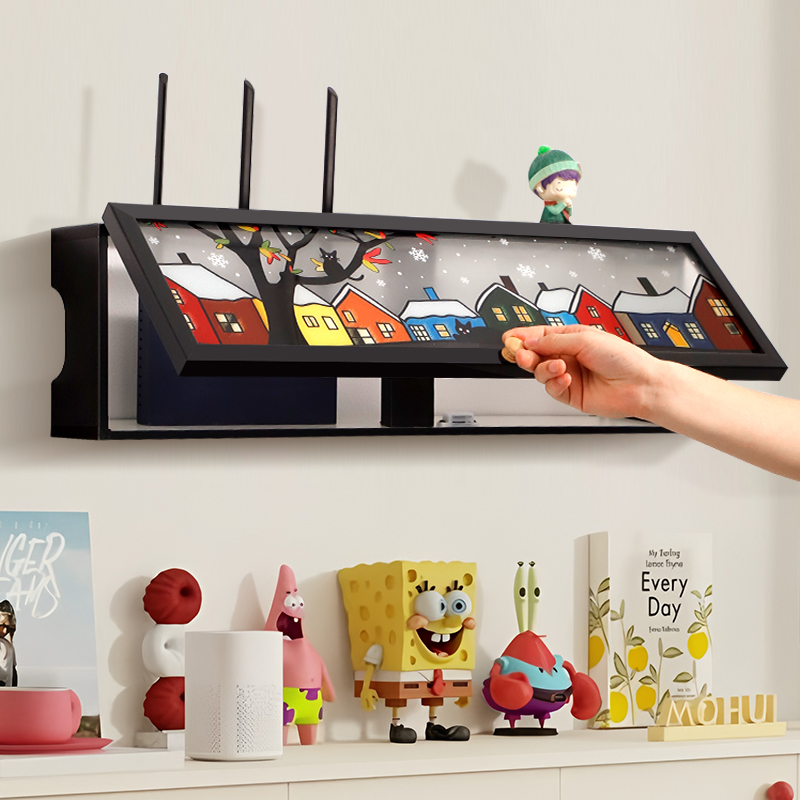 透明路由器收纳盒放置架创意遮丑神器免打孔光猫wifi机顶盒置物架