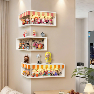 泡泡玛特盲盒收纳展示架陈列置物架带防尘手办展示柜玩偶收纳架子