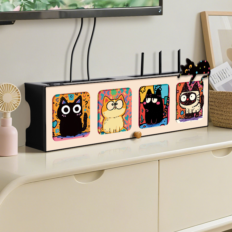 创意猫咪wifi路由器收纳盒子遮丑