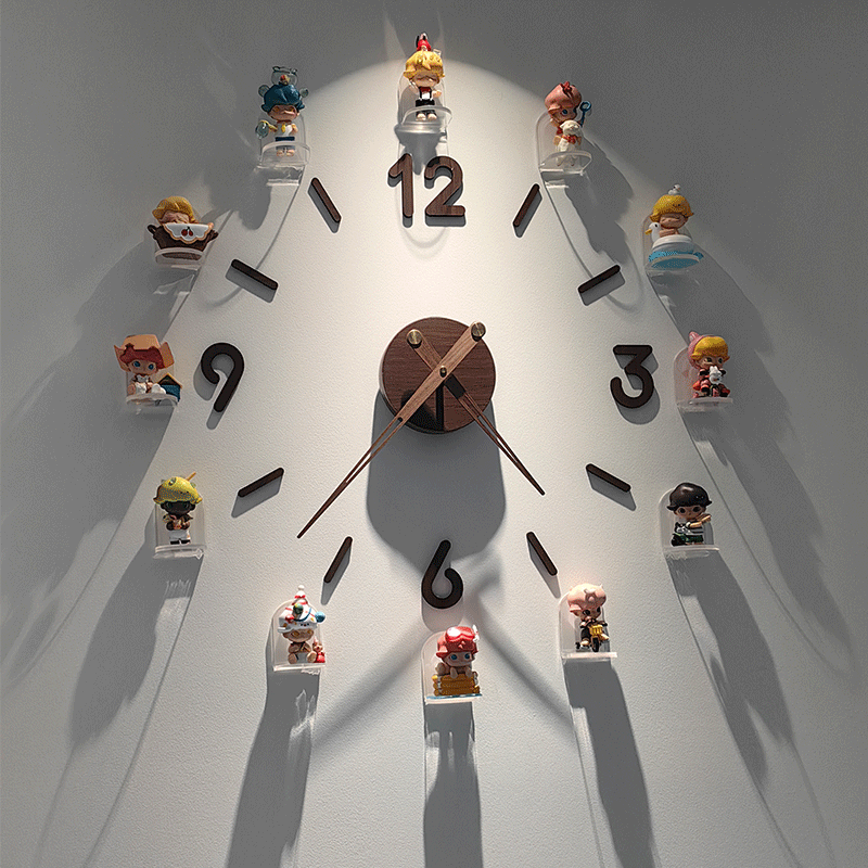 labubu泡泡玛特盲盒收纳挂钟手办