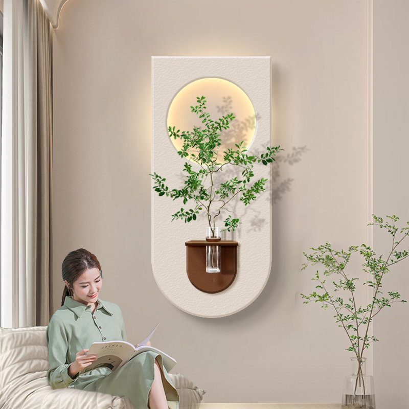 DIY水培绿植砂岩挂画带花瓶3d坚版走廊过道壁灯画入户玄关装饰画