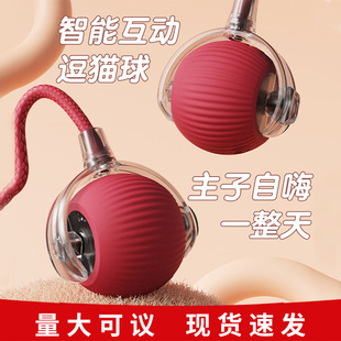 跨境耐咬自動逗貓球貓咪玩具球自嗨解悶神器帶繩寵物用品跳跳球
