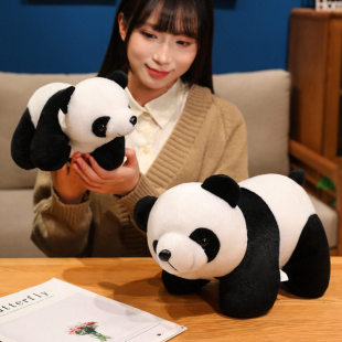 可爱大熊猫公仔毛绒玩具仿真趴款 熊猫玩偶抱枕地摊摆件可加logo
