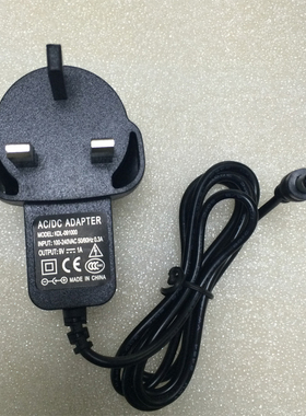 英式直流9V1A开关电源英规电源适配器DC9V1000MA大三脚英标小体积