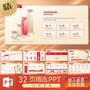 高级感红色金色会议汇报告总结分析调研图文表格数据分析PPT模板