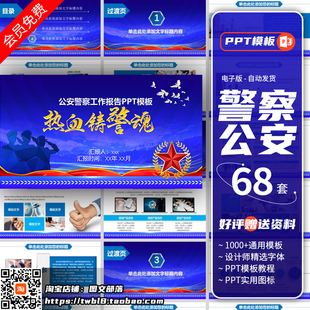 蓝色大气人民公安警察派出所警务工作汇报年终计划PPT模板总结