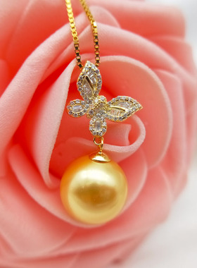 蝴蝶款母贝珍珠吊坠S925纯银