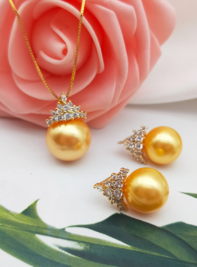 耳钉金色贝珠饰品吊坠项链