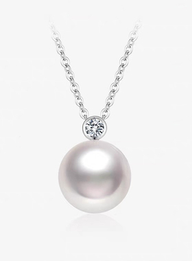 S925银泡泡款女母贝珍珠吊坠项链