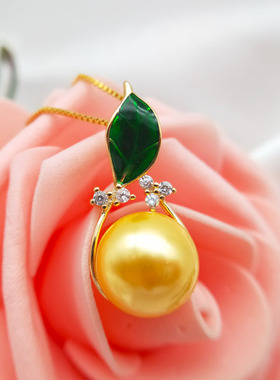 金色款母贝珍珠吊坠925银