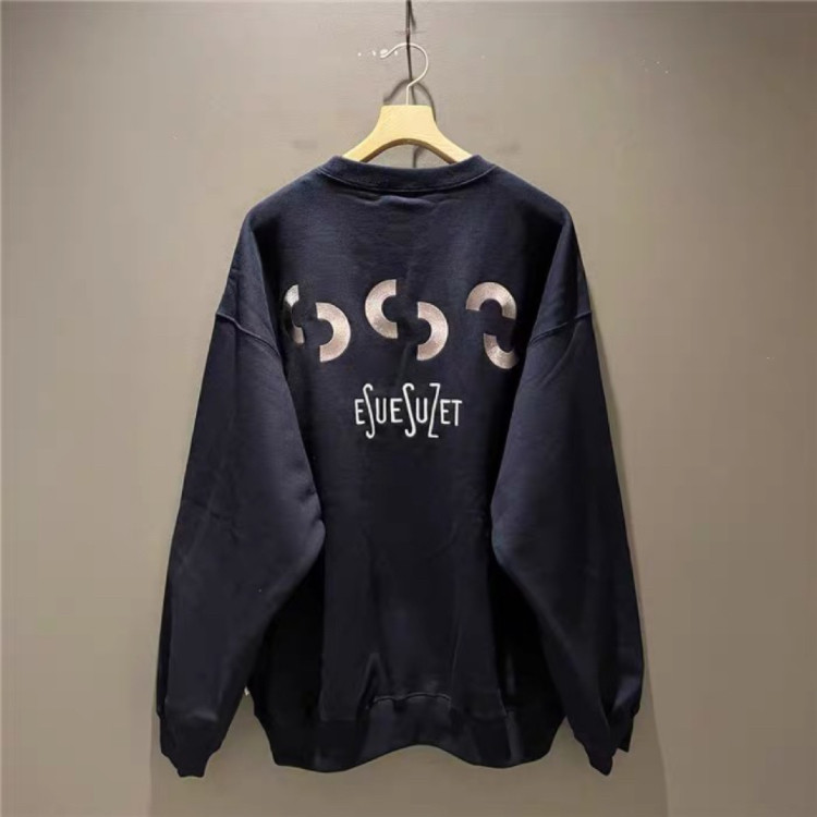 BMS加厚重磅毛圈新款字母刺绣宽松圆领套头卫衣 552CREWK山系