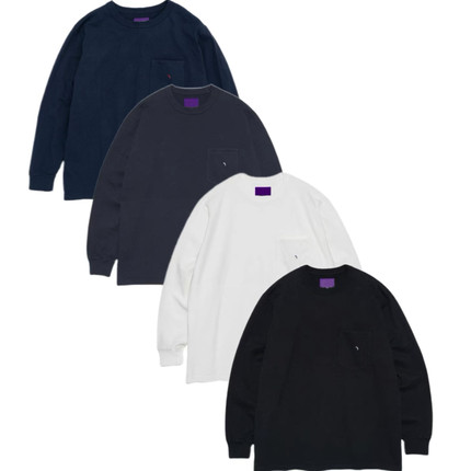 日系复古7oz L/S Pocket 25ss天竺棉宽松圆领绣花长袖T恤