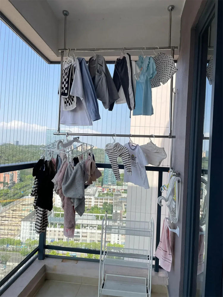 不锈钢晾衣杆阳台顶装固定式晾衣架单双杆挂晒衣架一根家用凉衣架