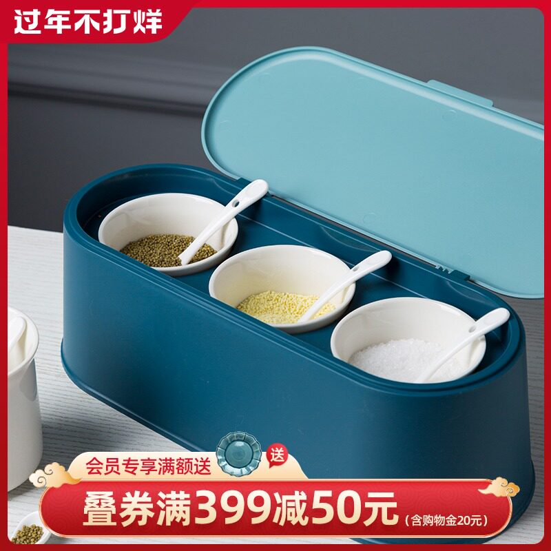 调味盒 北欧风佐料陶瓷收纳盒调料罐 厨房糖盐罐创意三联调料盒|ruв категории кухня/посуда, кухонный Гаджет/кухня хранения, тарного хранения/кухня хранения посуды, приправы бутылки - от Buy2taobao.com для оказания профессиональной услуги покупки агента Taobao