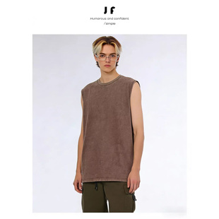 FH复古潮牌背心男纯棉无袖 素T恤男宽松舒适百搭休闲多色搭配 元