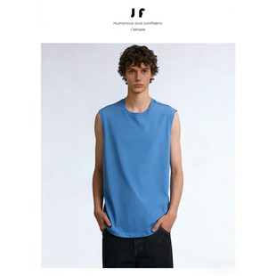 t恤 宽肩无袖 FH潮牌背心男潮外穿宽松夏季 运动健身篮球坎肩砍袖