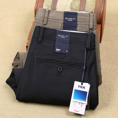 秋冬季新款常规厚款再生纤维素纤维弹力棉直筒商务奢华男士休闲裤