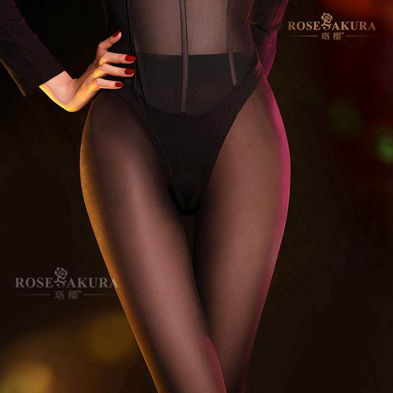 珞樱热恋80D丝滑丝袜春秋天鹅绒加裆微厚款性感情趣黑连裤袜8337