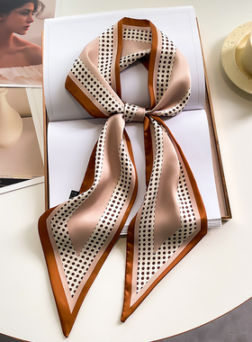 小长条斜角细窄丝巾女春秋夏季飘带装饰丝带护颈围脖子领带薄围巾