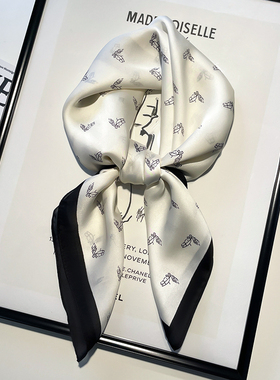 白色小方巾丝巾女春秋冬季搭配衬衫职业装护颈围脖子薄围巾70x70