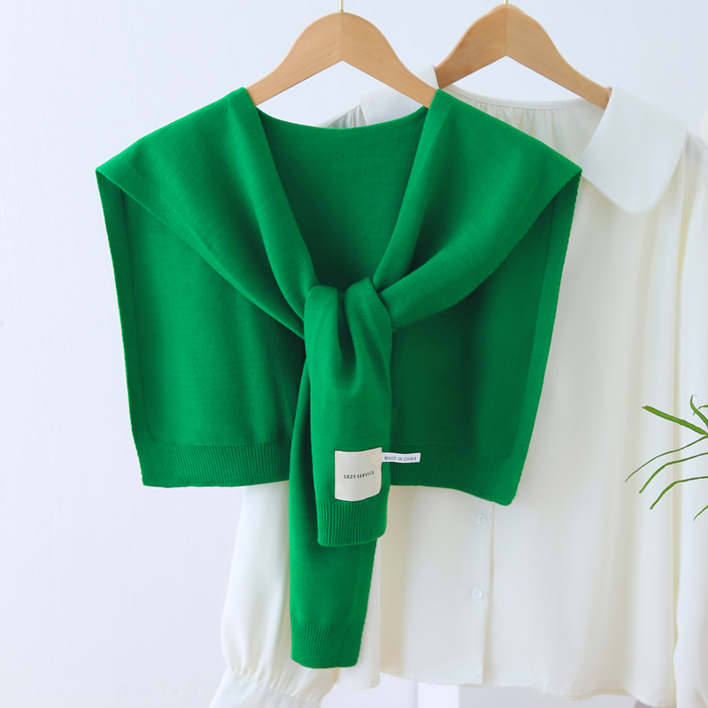 针织护颈小披肩纯色女春秋冬季