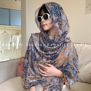 海边沙滩包头防晒外搭大披肩开衫两用女川西北云南旅游纱巾薄围巾